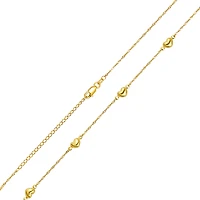 14K Yellow Gold Singapore with Puff Hearts Necklace