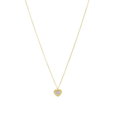 14K Yellow Gold Heart Mother of Pearl Necklace
