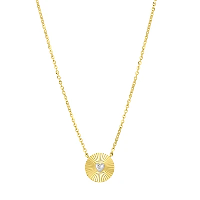 14K Two Tone Gold Heart Pendant Necklace