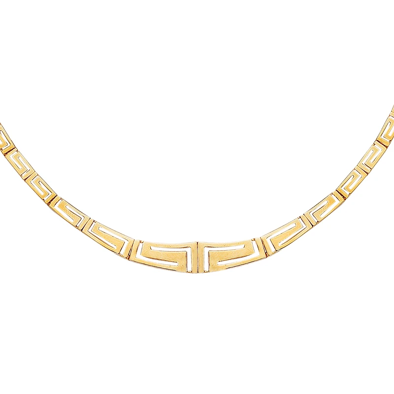 14K Yellow Gold Graduated Greek Key Necklace