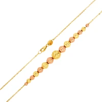 14K Two Tone Gold Diamond Cut Bead Necklace