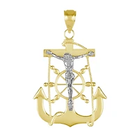14K Gold Two-Tone Crucifix Anchor