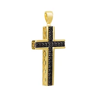 14K Yellow Gold Black Diamond Cross