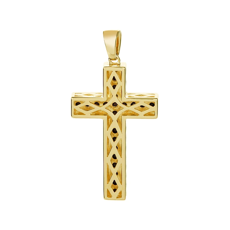 14K Yellow Gold Black Diamond Cross