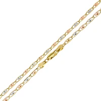 14K Gold Tri-Color 2mm Valentino Chain