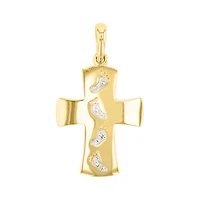14K Gold Two Tone High Polish Footprint Cross
