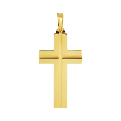 14K Yellow Gold High Polish 37x19mm Cross