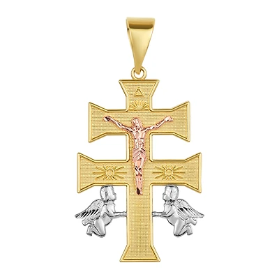 14K Tri Color Gold Caravaca Crucifix