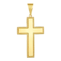 14K Yellow Gold High Polish Rope Edge Cross