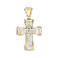 14K Yellow Gold Pave Diamond Cross Pendant