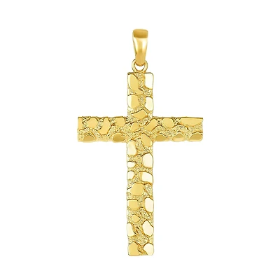 14K Yellow Gold Nugget Cross