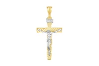 14K Gold Two Tone Open Pattern Crucifix