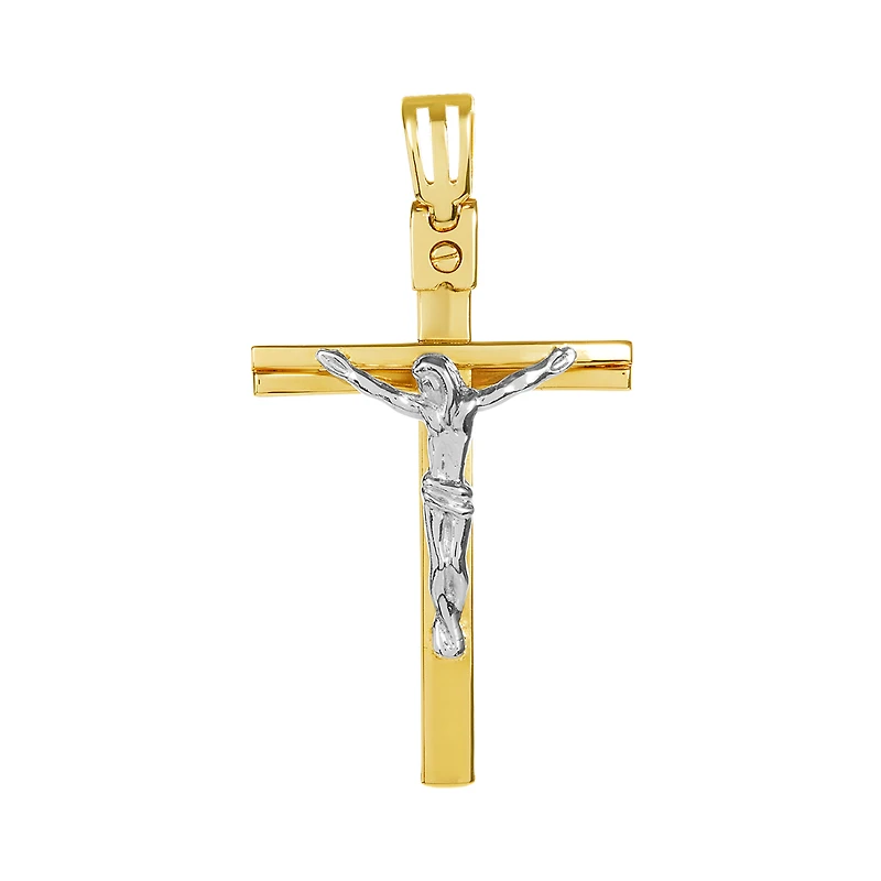 14K Gold Two Tone High Polish Crucifix