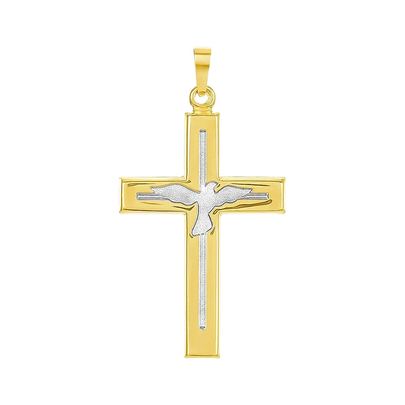 14K Gold Two-Tone Holy Spirit Cross