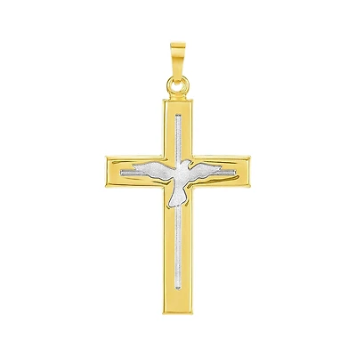 14K Gold Two-Tone Holy Spirit Cross