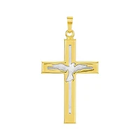 14K Gold Two-Tone Holy Spirit Cross