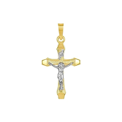 14K Gold Two-Tone Simple Crucifix