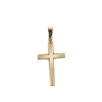 14K Yellow Gold Simple Cross Pendant