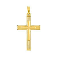 14K Yellow Gold Engine Turned Cross
