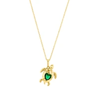 14K Yellow Gold Turtle Pendant Necklace