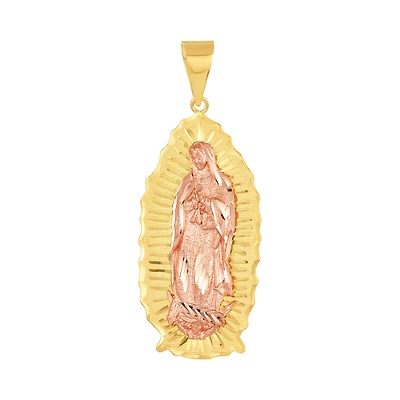 14K Two Tone Gold Lady of Guadalupe Medal