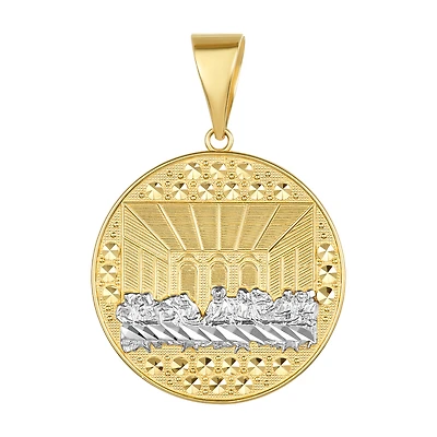 14K Two Tone Gold Round Last Supper Medal