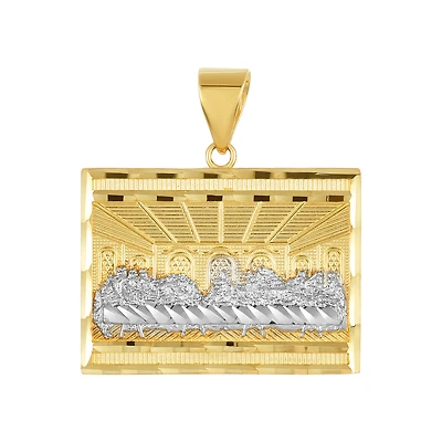 14K Two Tone Gold Rectangular Last Supper Medal