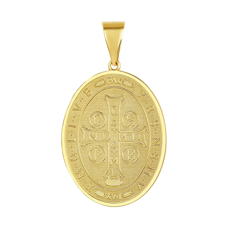 14K Two Tone Gold St. Benedict Oval Medal