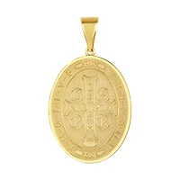 14K Two Tone Gold St. Benedict Oval Medal