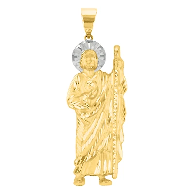 14K Gold Two Tone Standing Saint Jude Medal