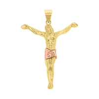 14K Two Tone Gold Hanging Christ Medal
