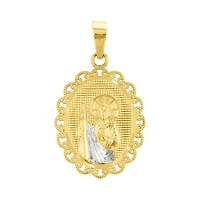 14K Gold Two Tone 20mm St. Jude Oval Lace Design Medal
