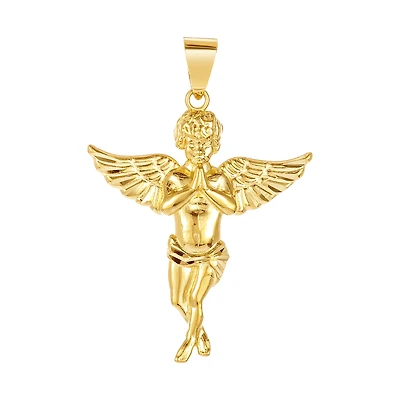 14K Yellow Gold Angel Praying Hands Pendant Charm