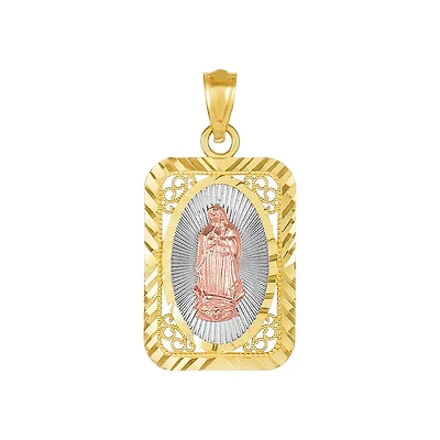 14K Gold Tri-Color Lace Our Lady of Guadalupe Medal