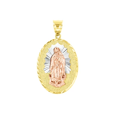 14K Tri Tone Gold Our Lady of Guadalupe Oval Medal