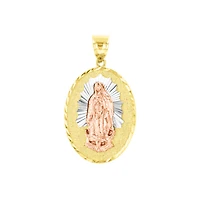 14K Tri Tone Gold Our Lady of Guadalupe Oval Medal