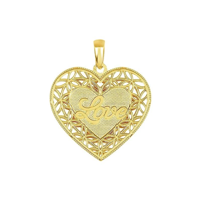 14K Gold Tri-Color Heart Guadalupe Medal