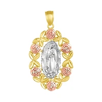 14K Gold Tri-Color Guadalupe Roses Medal