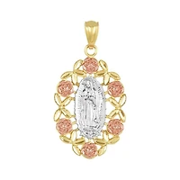 14K Gold Tri-Color Guadalupe Roses Medal