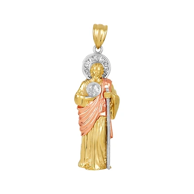14K Gold Tri Colored 42mm 3D St. Jude Pendant