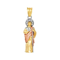 14K Gold Tri Colored 20mm 3D St. Jude Pendant