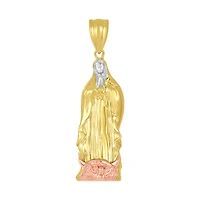 14K Tri Color Gold 32mm 3D Lady of Guadalupe Pendant