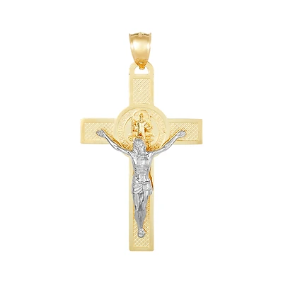 14K Two Tone Gold San Benito Crucifix