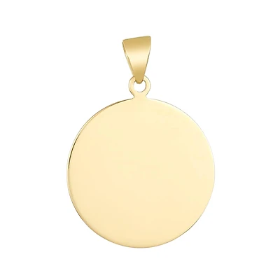 14K Yellow Gold Round Engravable Plate Pendant