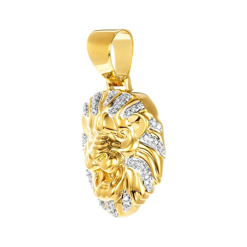 14K Yellow Gold Diamond Lion Pendant