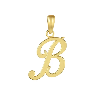 14K Yellow Gold High Polish Letter “B” Pendant