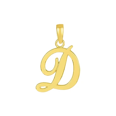 14K Yellow Gold High Polish Letter “D” Pendant