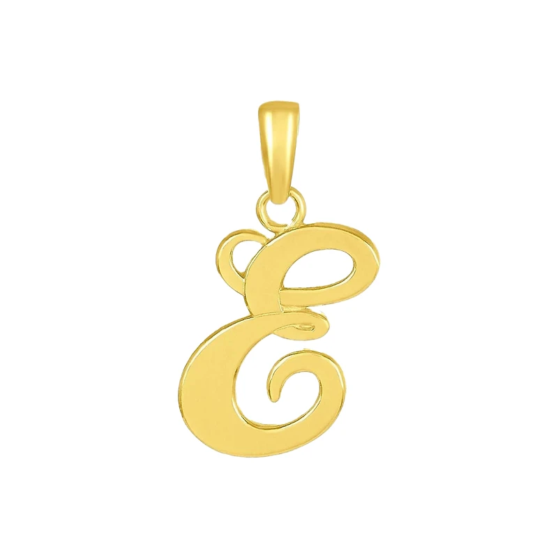 14K Yellow Gold High Polish Letter “E” Pendant