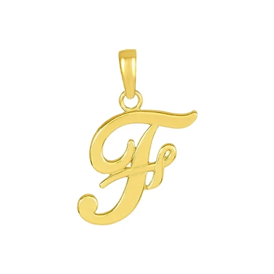 14K Yellow Gold High Polish Letter “F” Pendant
