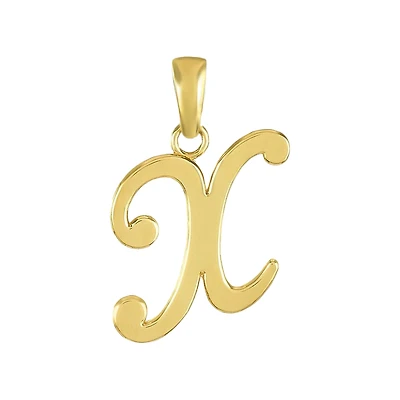 14K Yellow Gold High Polish Letter “X” Pendant